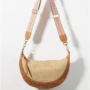 Anthropologie Urban Originals Luna Tan and Cream Slouchy Crossbody Women's Bag